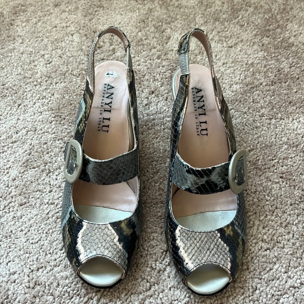 ANYI LU Snake Skin Ladies Leather Pump Heels